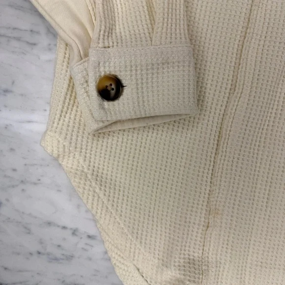 American Eagle Waffle Knit Shacket Cream Sz Small - Picture 4 of 8